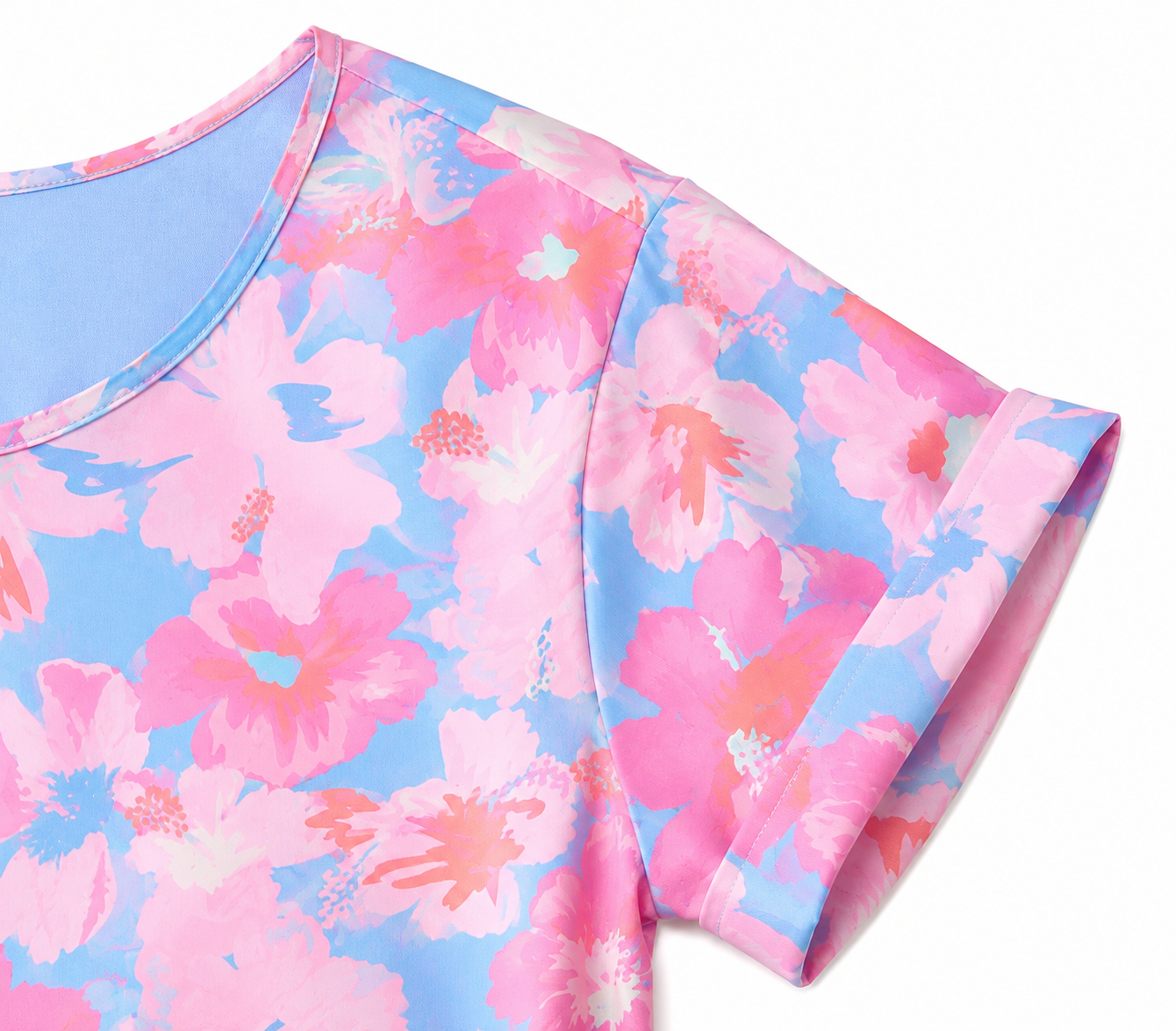 Blusa Dama floral cielo rosa