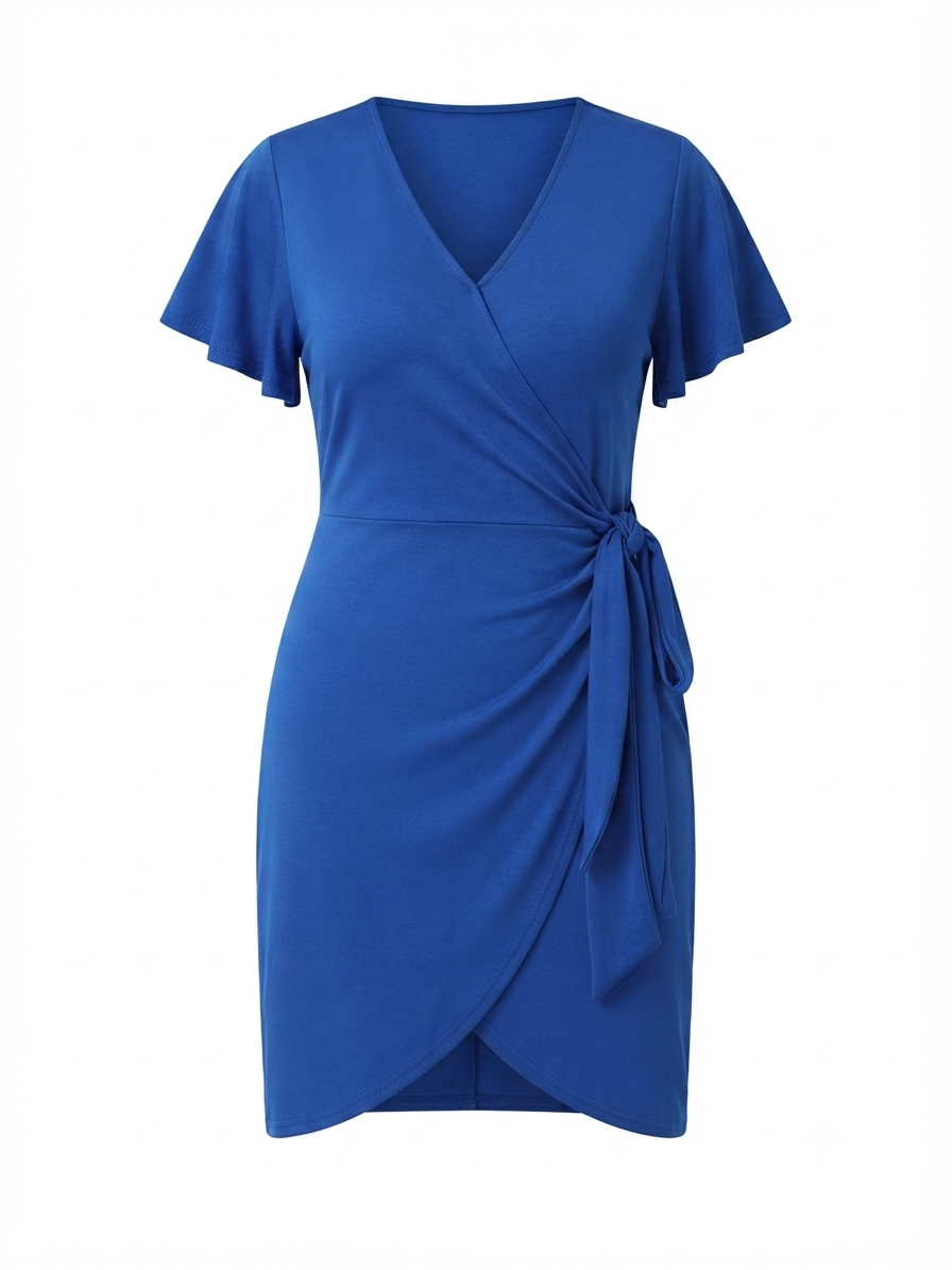 Vestido Dama azul rey cruzado