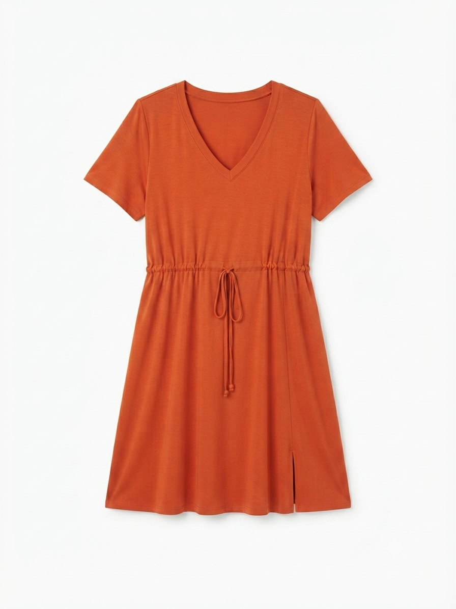 Vestido Dama terracota cintura ajustable