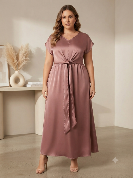 Vestido Dama largo rosa palo