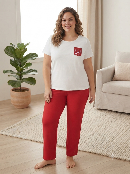 Set Dama blanco con rojo cómodo