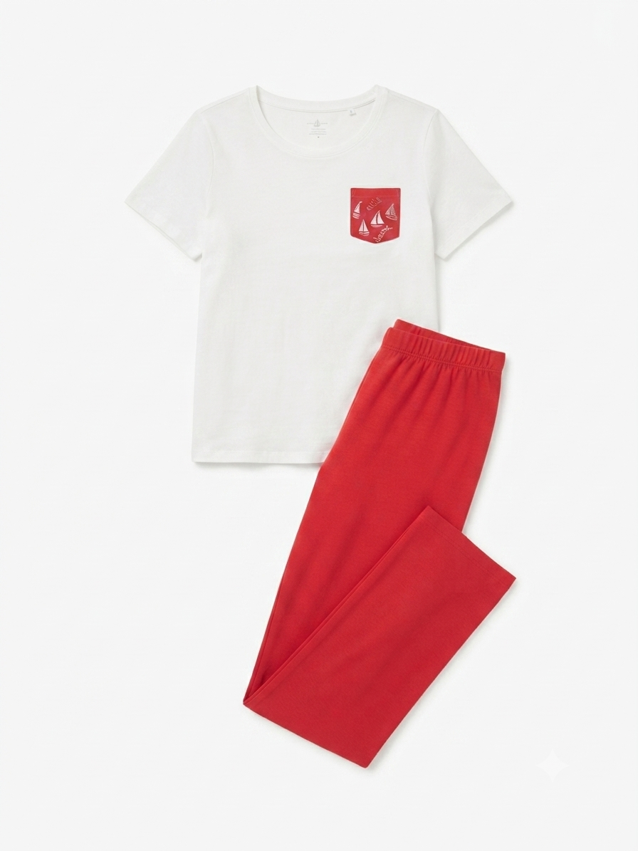 Set Dama blanco con rojo cómodo