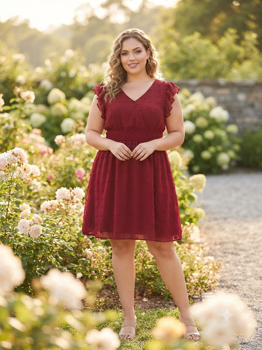 Vestido Dama color vino detallles