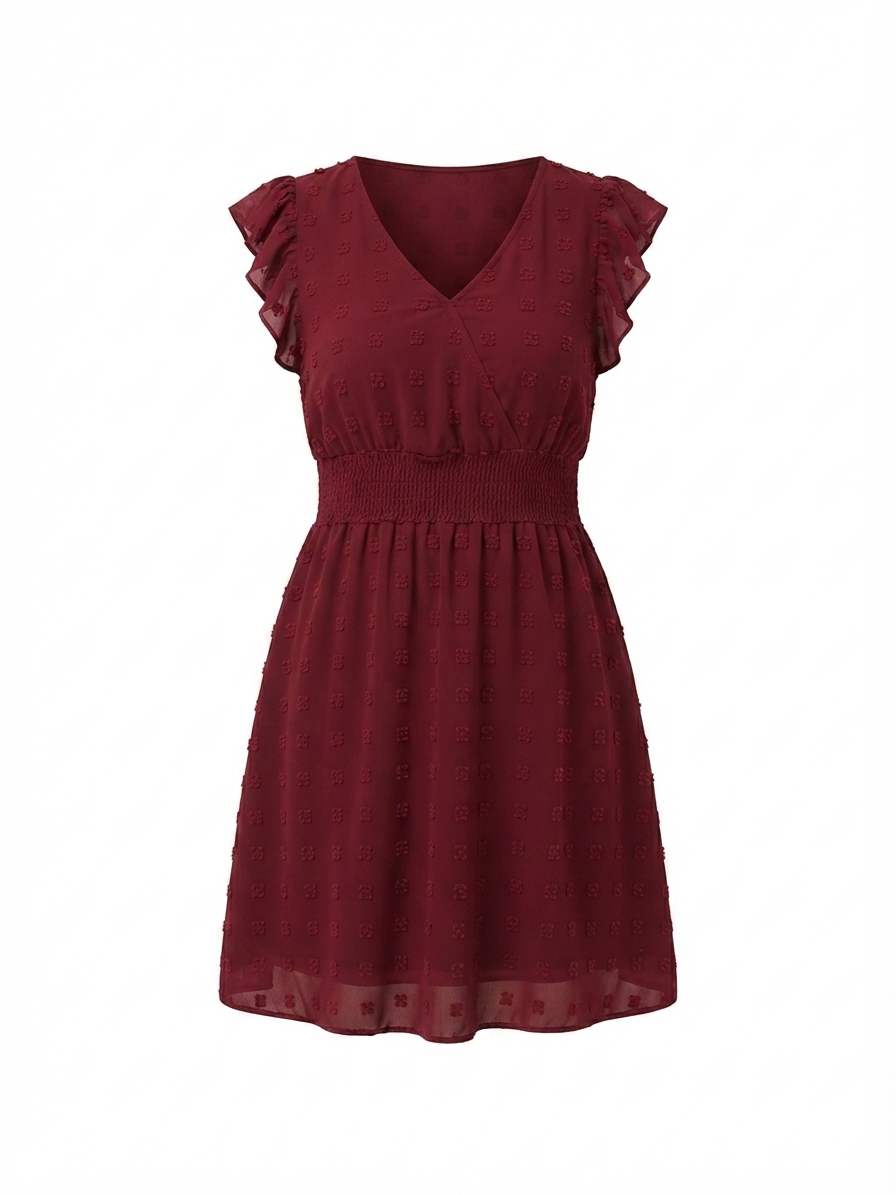 Vestido Dama color vino detallles