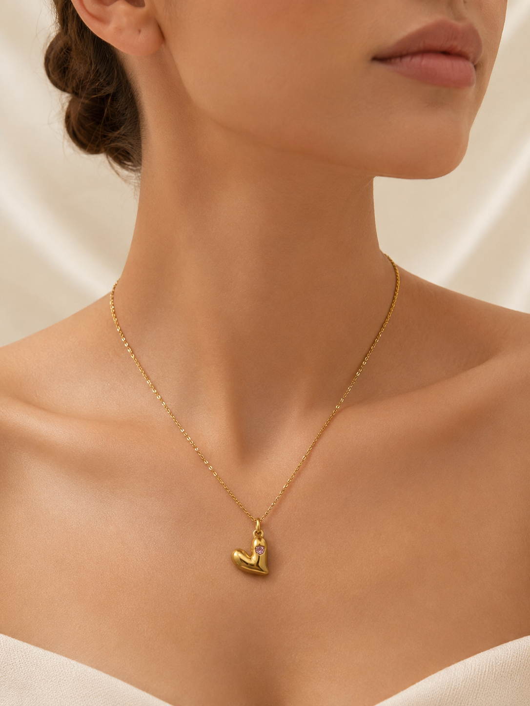 Collar dama corazón dorado cristales