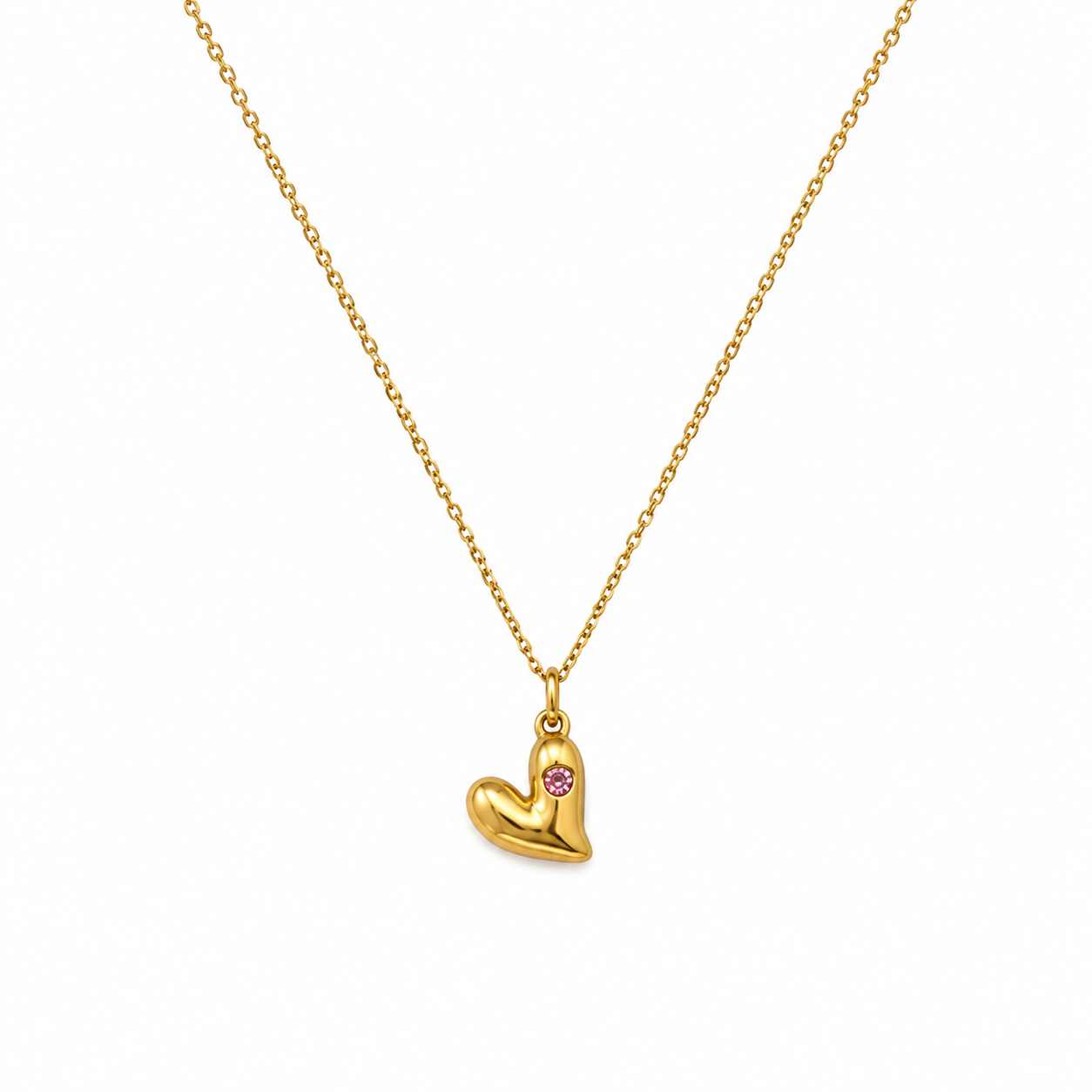 Collar dama corazón dorado cristales