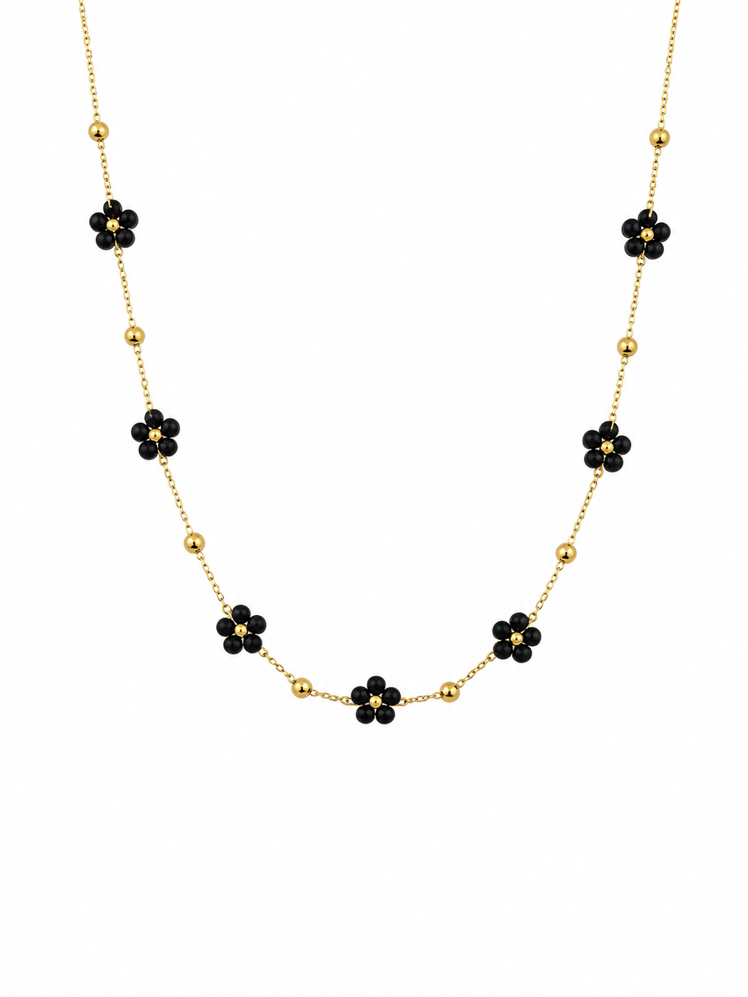 Collar dama flores negras con dorado