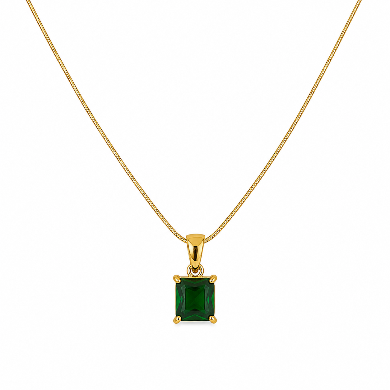Collar dama piedra verde dorada
