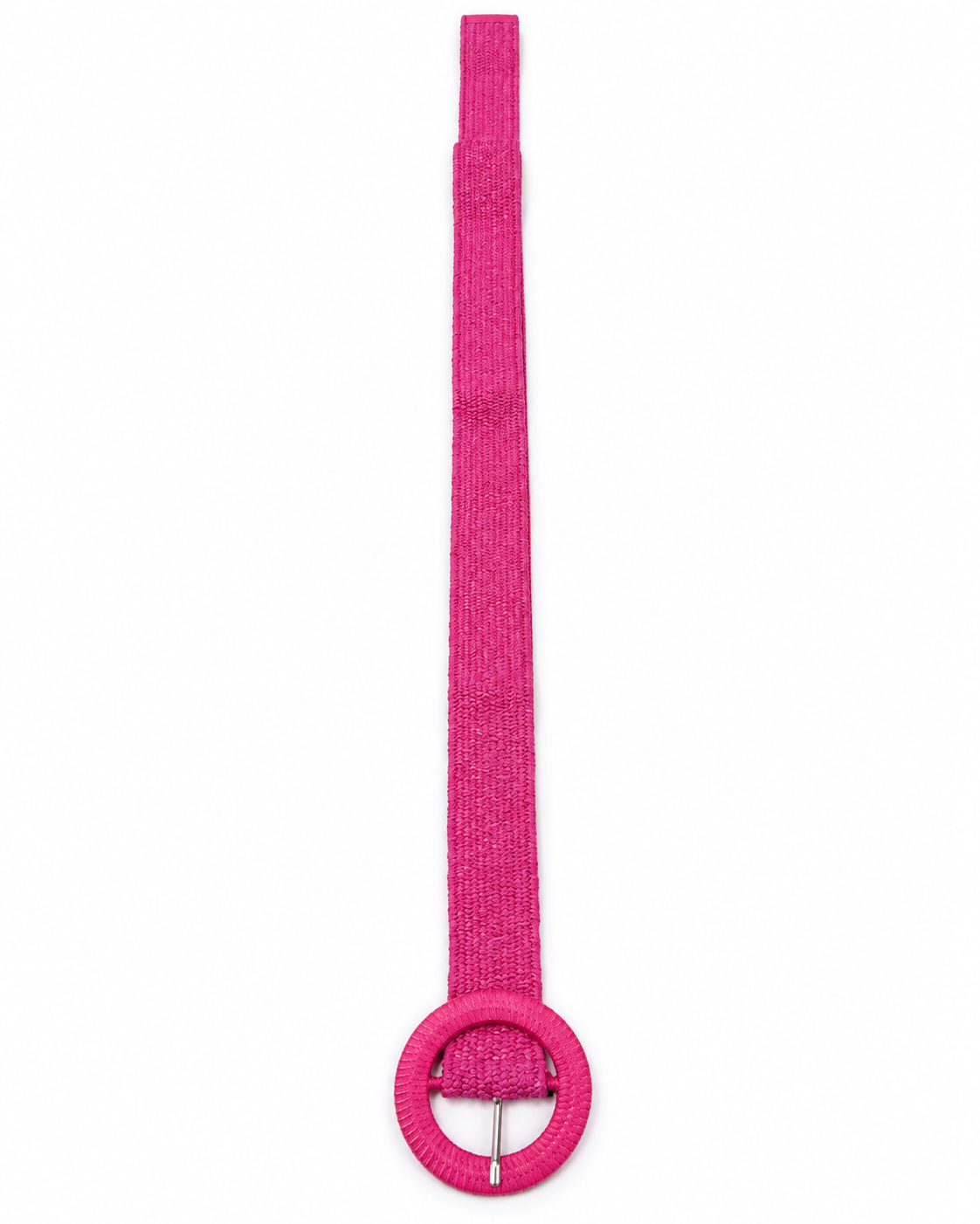 Cinto tejido con hebilla redonda rosa