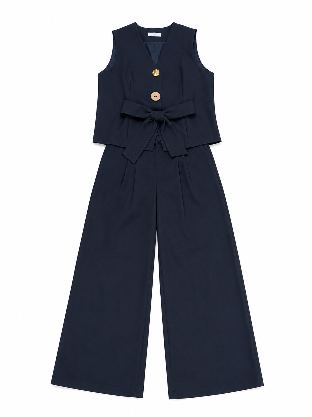 Conjunto Dama chaleco botones decorativos y pantalón