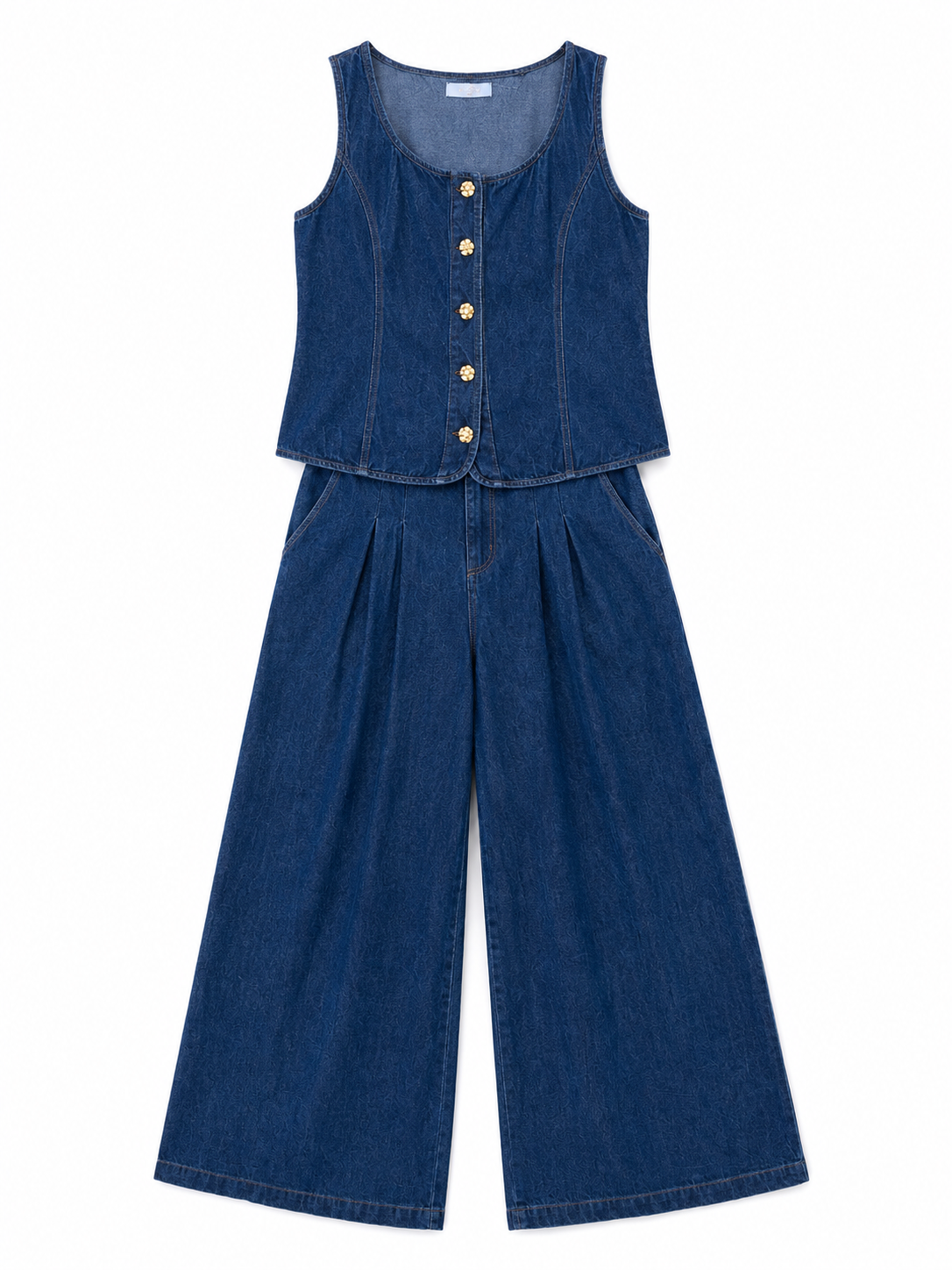 Conjunto Dama mezclilla chaleco y pantalón
