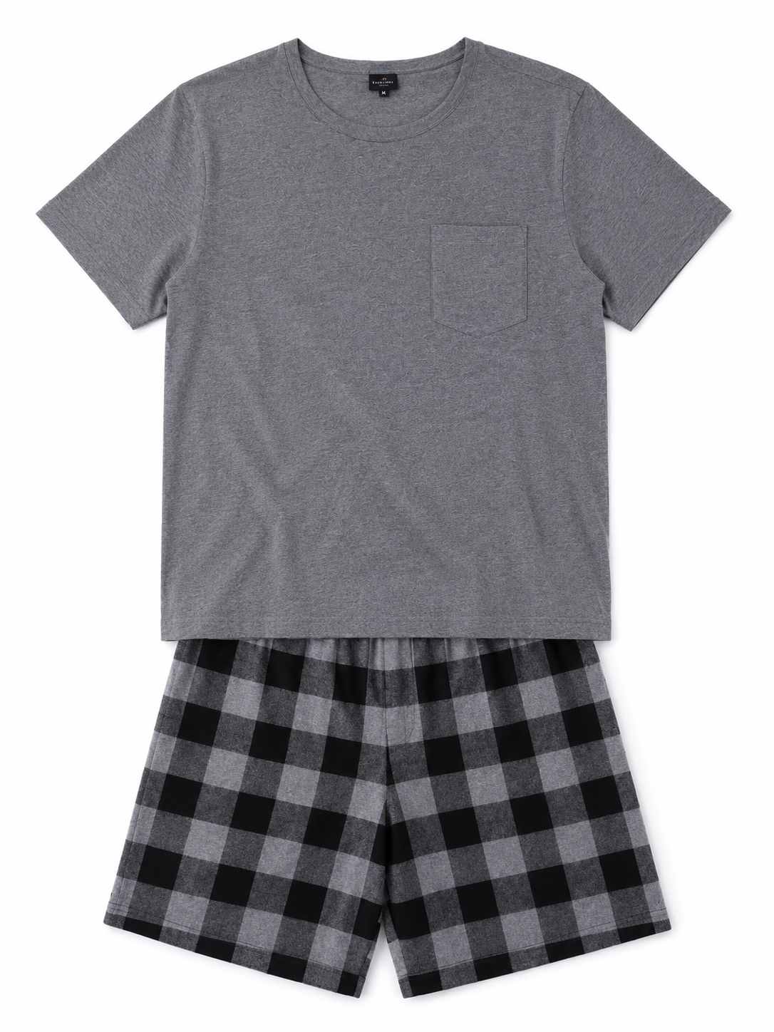 Pijama caballero gris con short cuadros