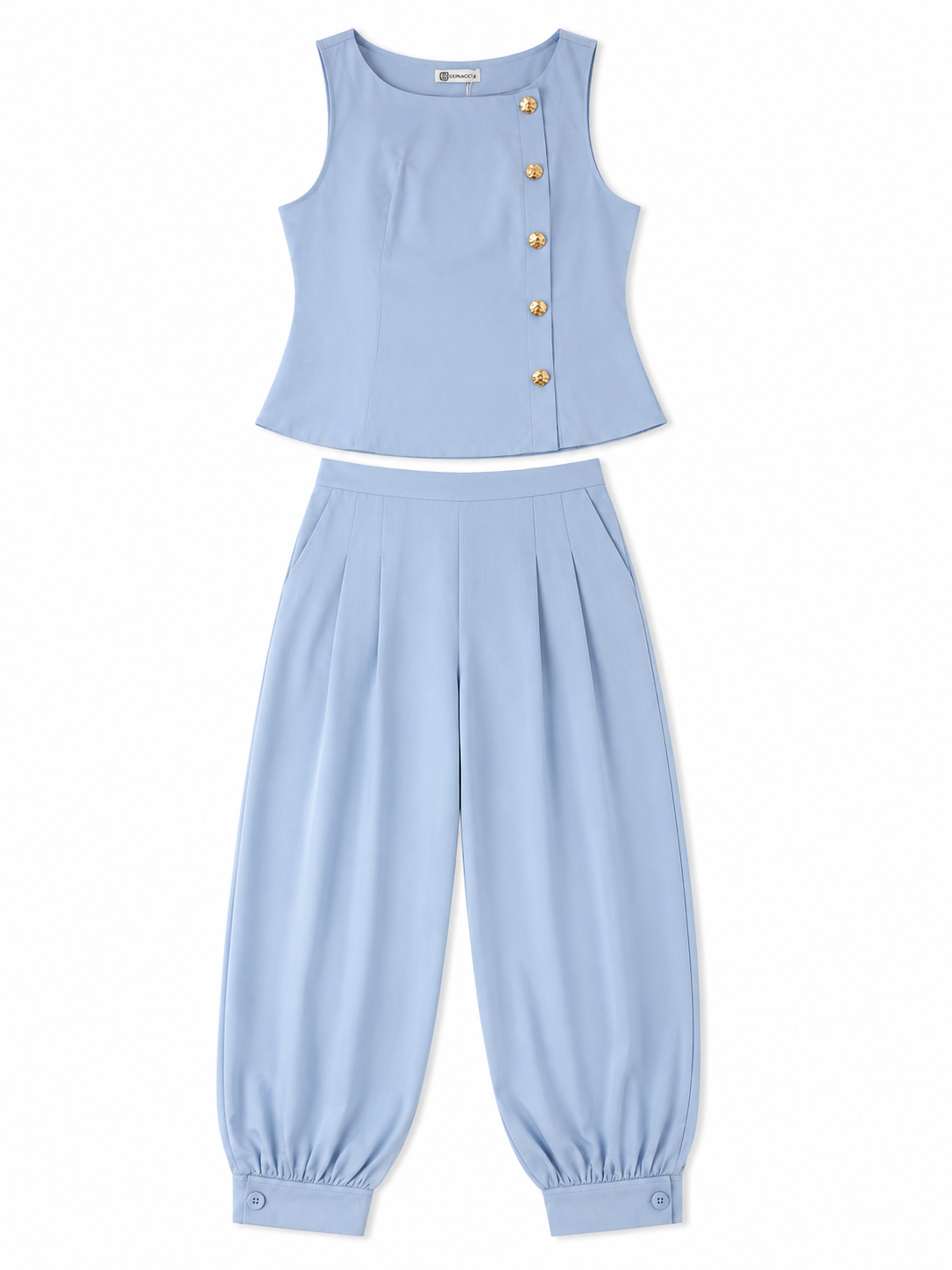 Conjunto Dama azul cielo blusa y pantalón