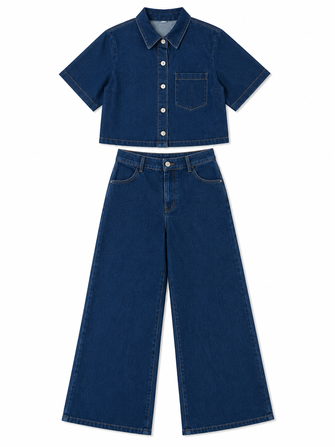 Conjunto Dama mezclilla con camisa crop