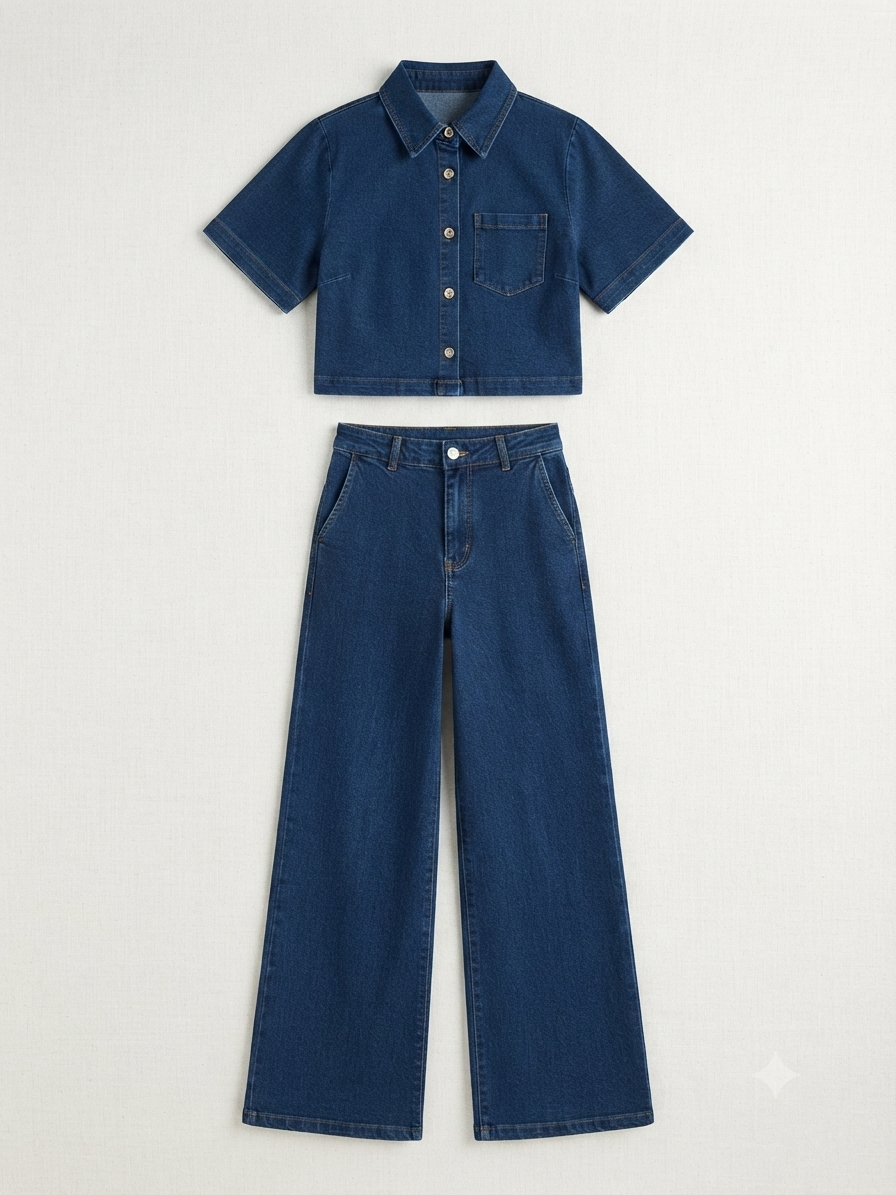 Conjunto dama de Mezclilla Azul de Dos Piezas