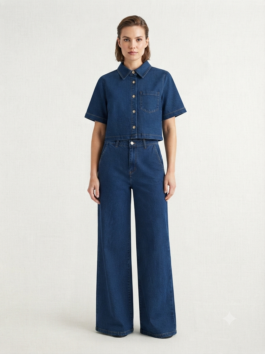 Conjunto dama de Mezclilla Azul de Dos Piezas