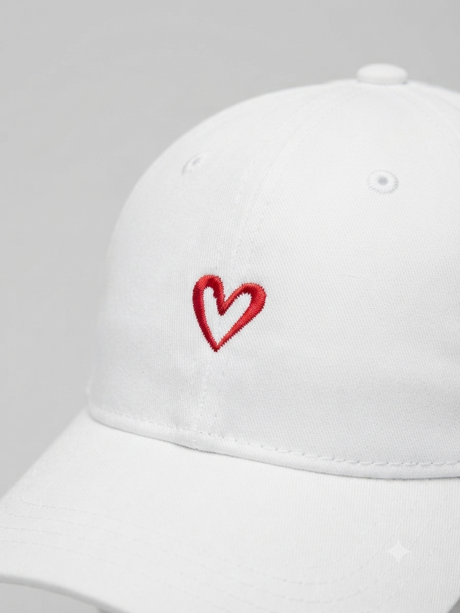 Gorra dama blanca corazón bordado
