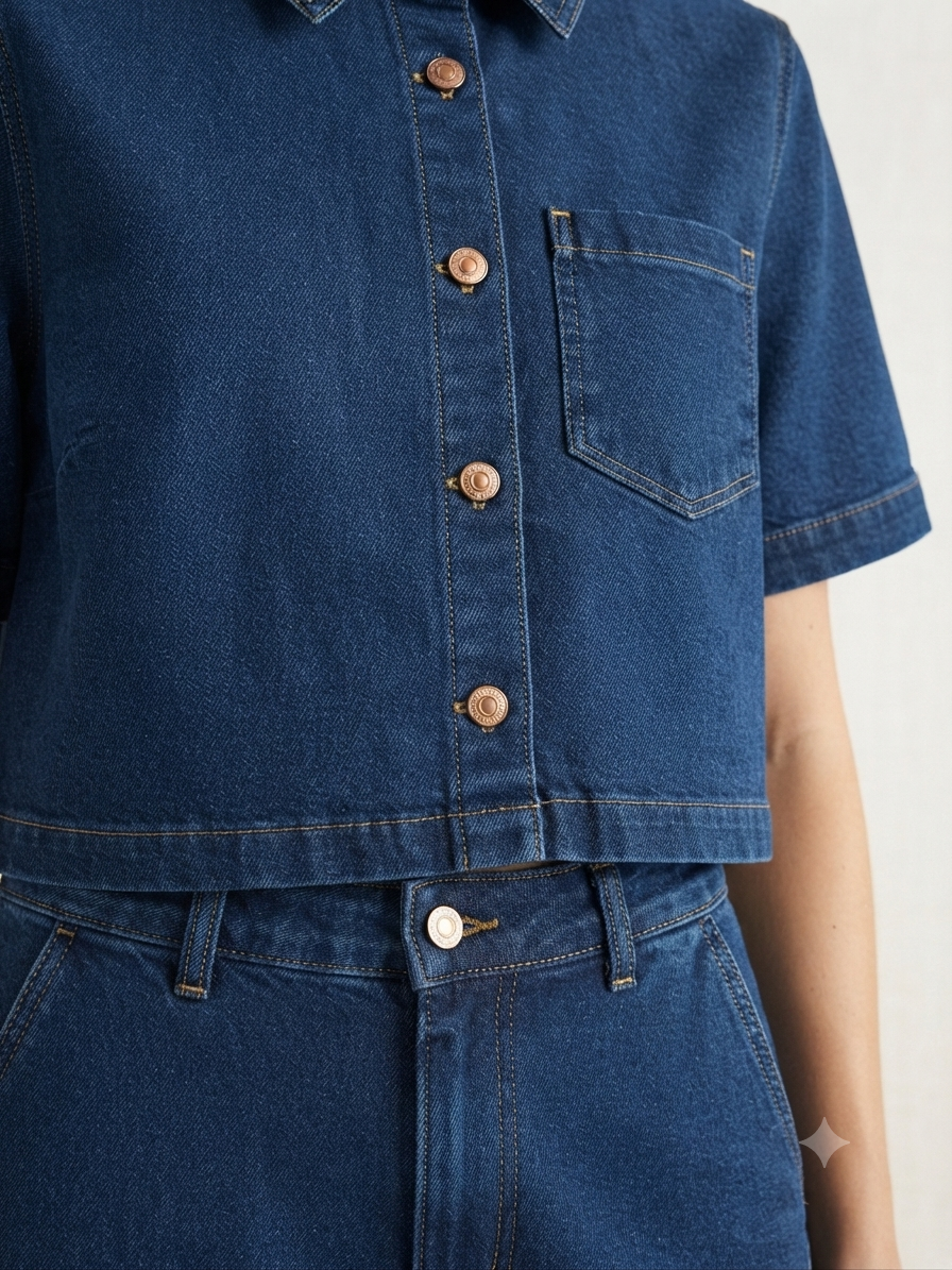 Conjunto dama de Mezclilla Azul de Dos Piezas