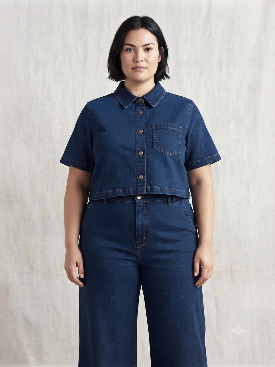Conjunto dama de Mezclilla Azul de Dos Piezas