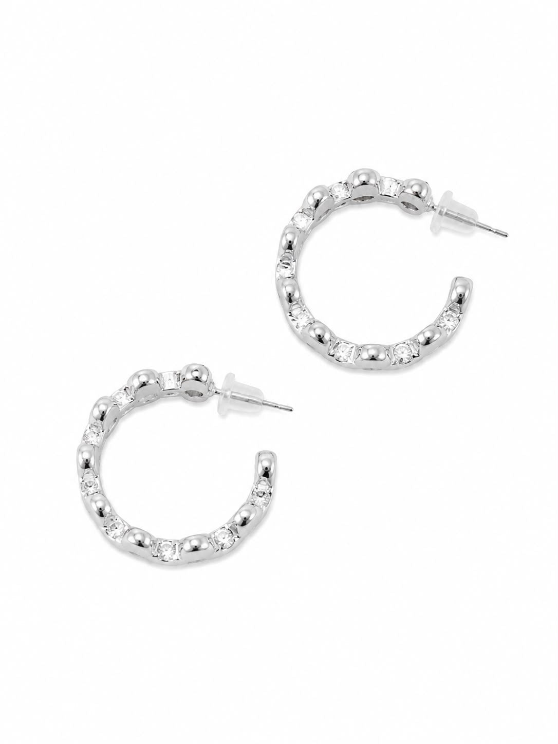 Aretes Arracadas Plateadas con Cristales ✨