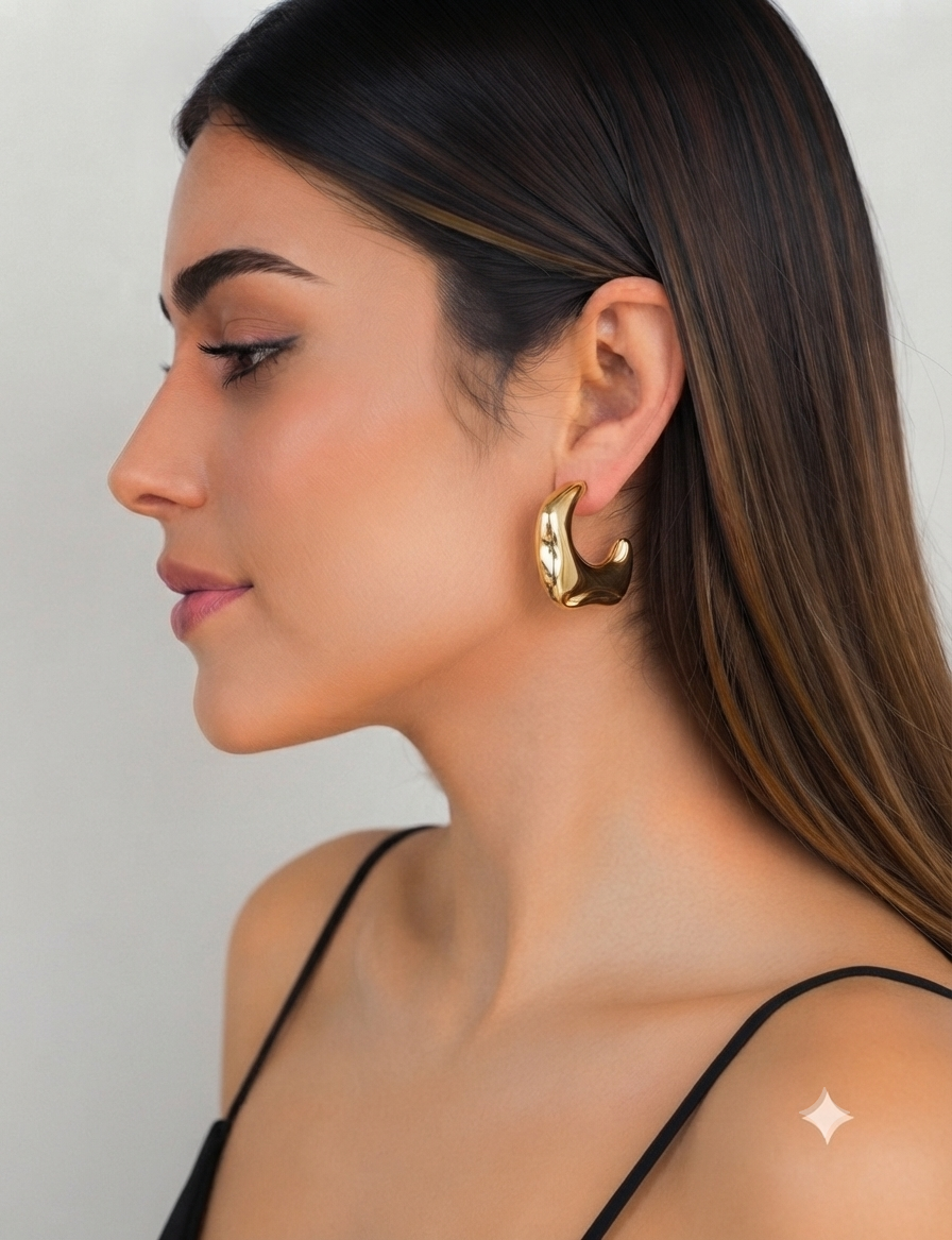 Aretes Dorados Esculturales ✨