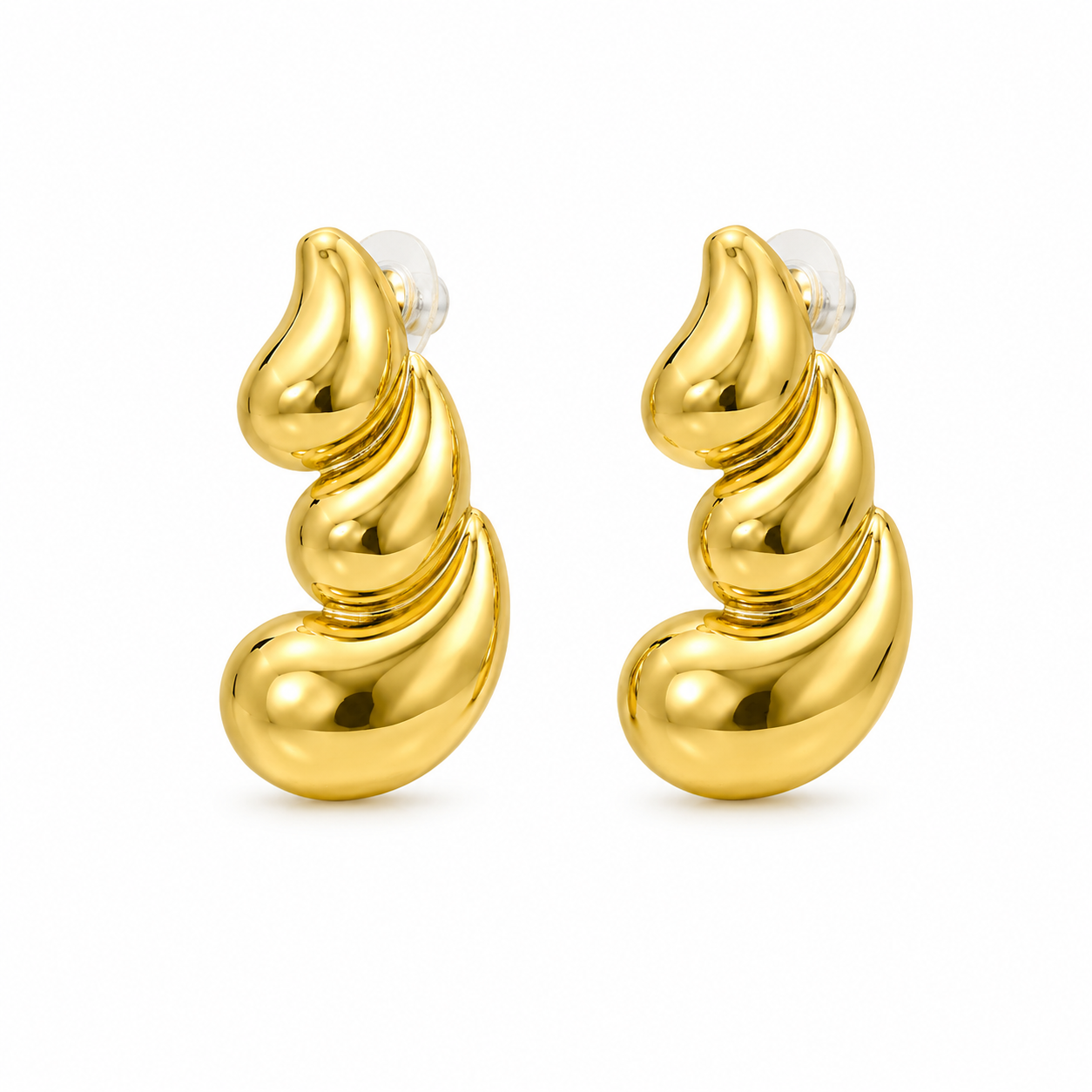 Aretes Dorados Diseño Escultural de Gotas
