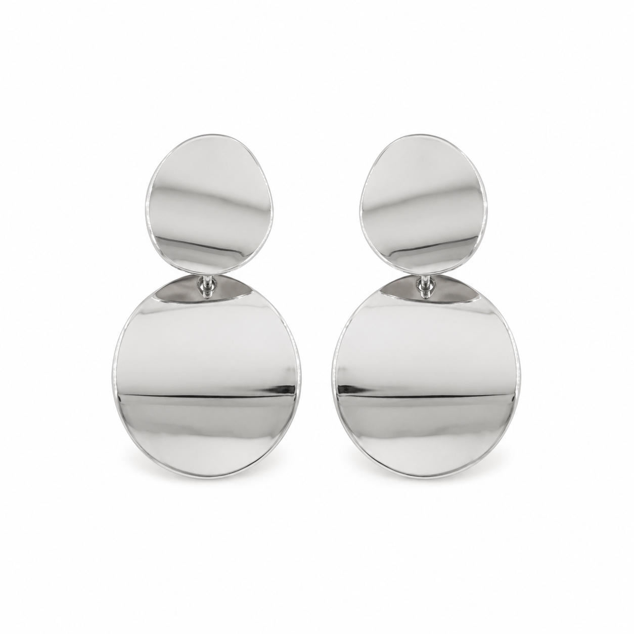 ✨ Aretes Plateados de Doble Disco ✨