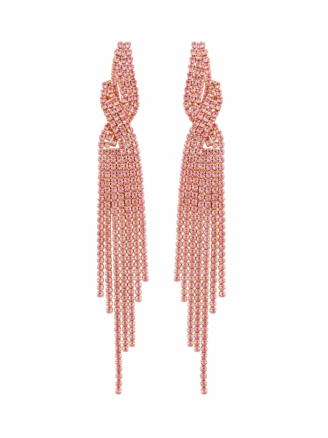 ✨ Aretes Largos Rosa de Brillo Cascada ✨