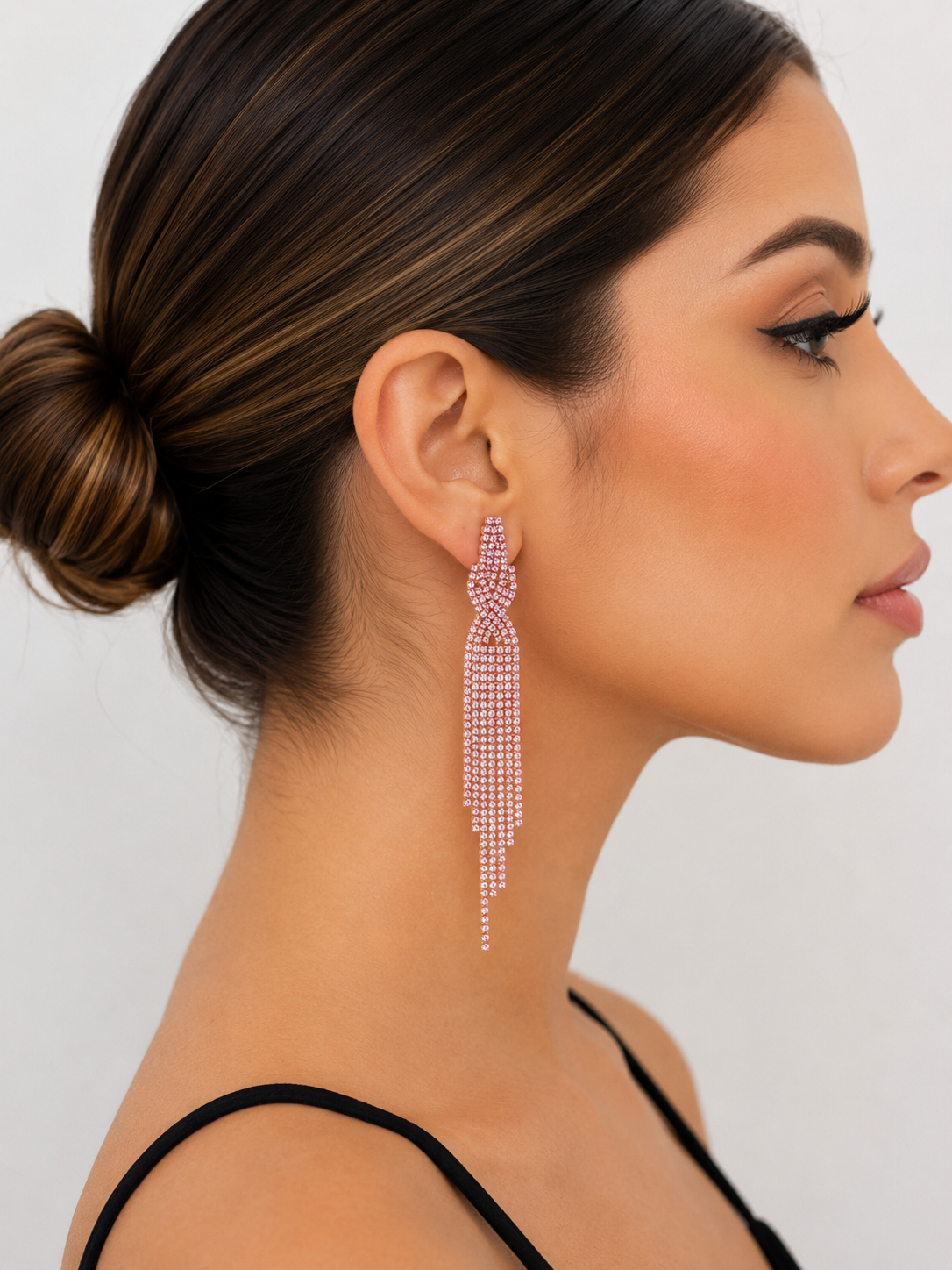 ✨ Aretes Largos Rosa de Brillo Cascada ✨