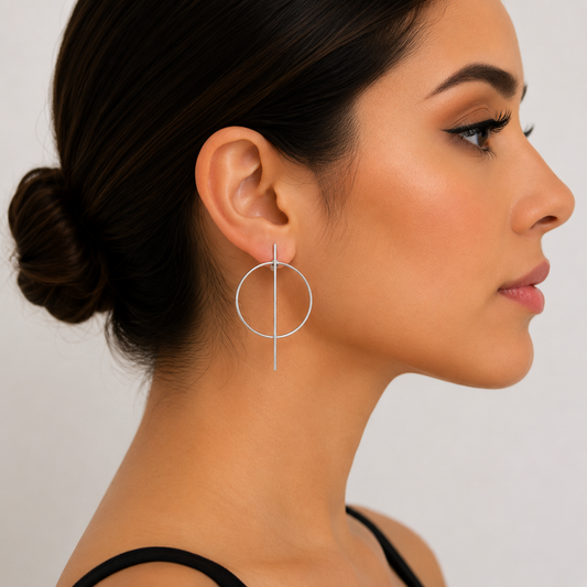 ✨ Aretes Plateados Geométricos Minimalistas ✨