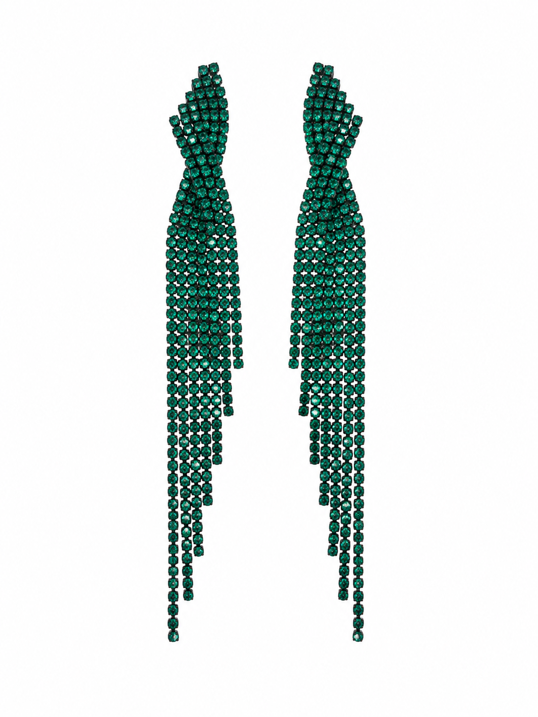 ✨ Aretes Largos Verde Esmeralda de Brillo Cascada ✨