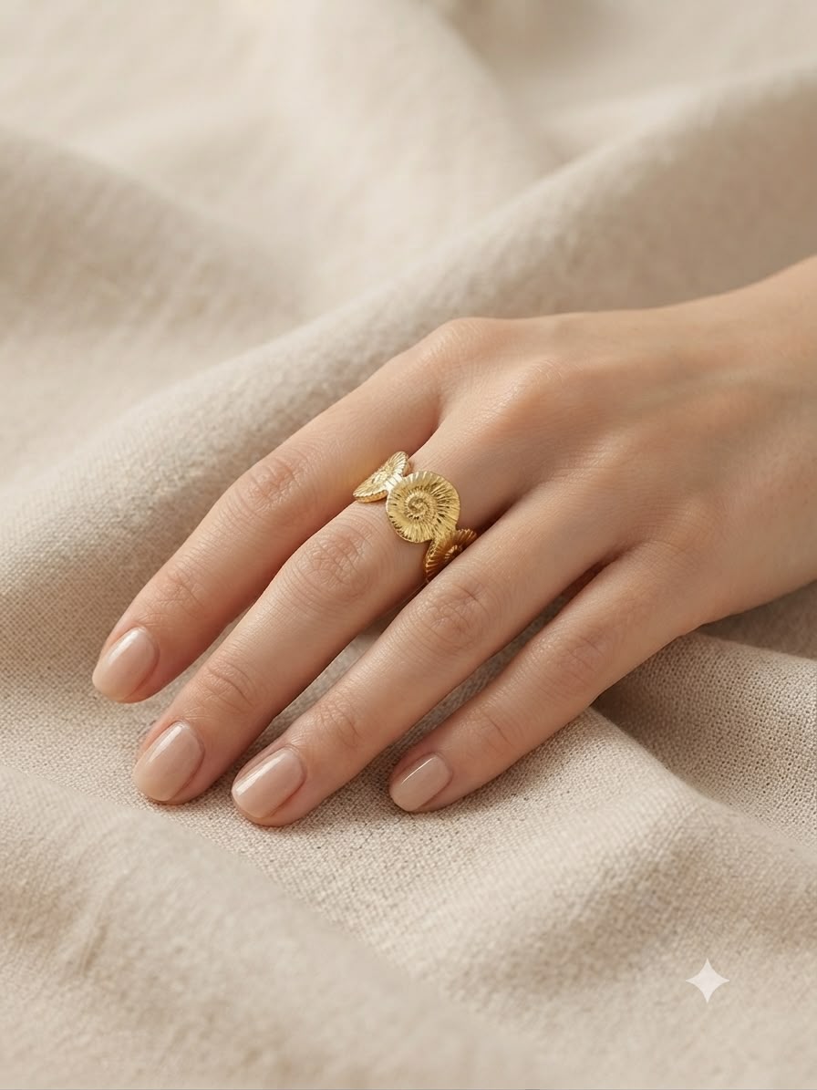 Anillo dama dorado diseño de discos ✨