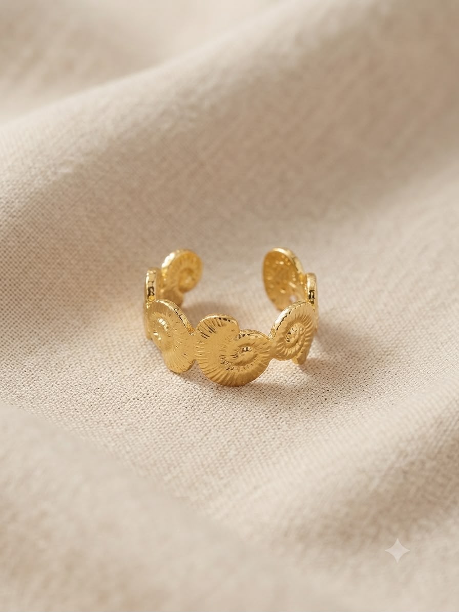 Anillo dama dorado diseño de discos ✨