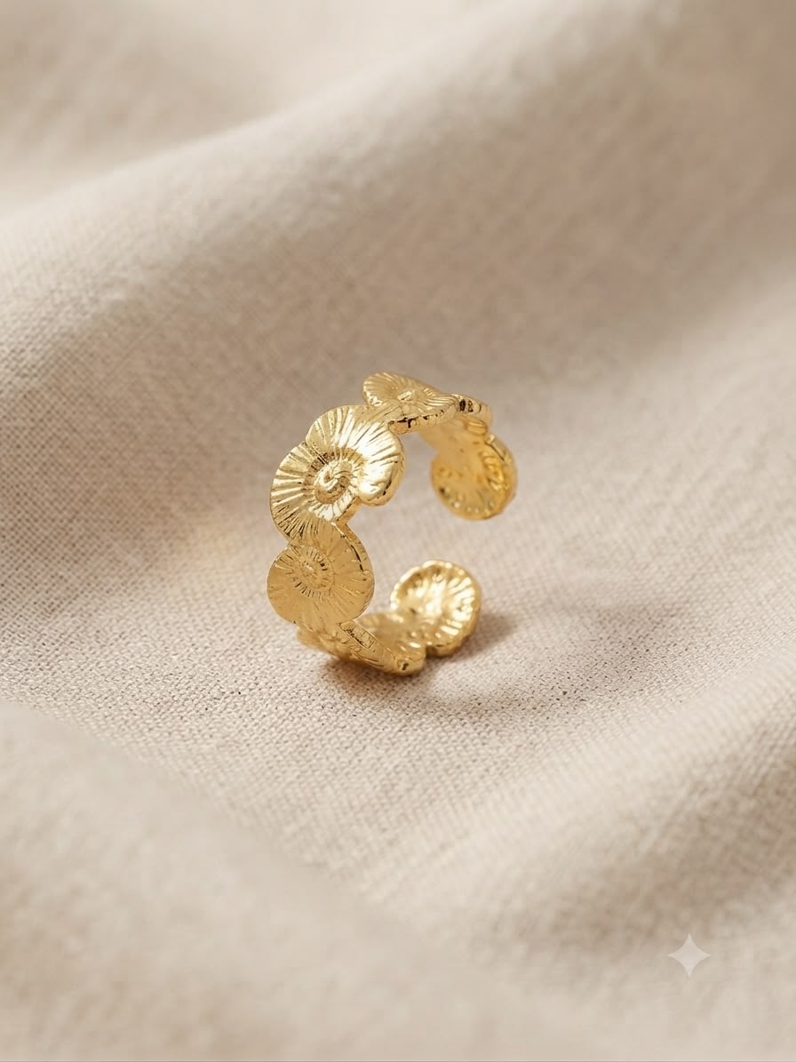 Anillo dama dorado diseño de discos ✨