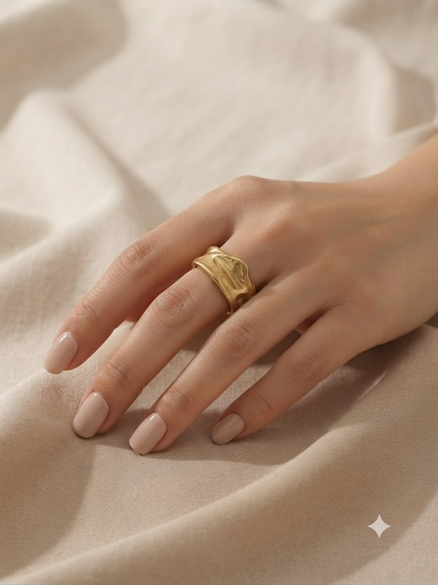 Anillo dama dorado diseño orgánico ✨