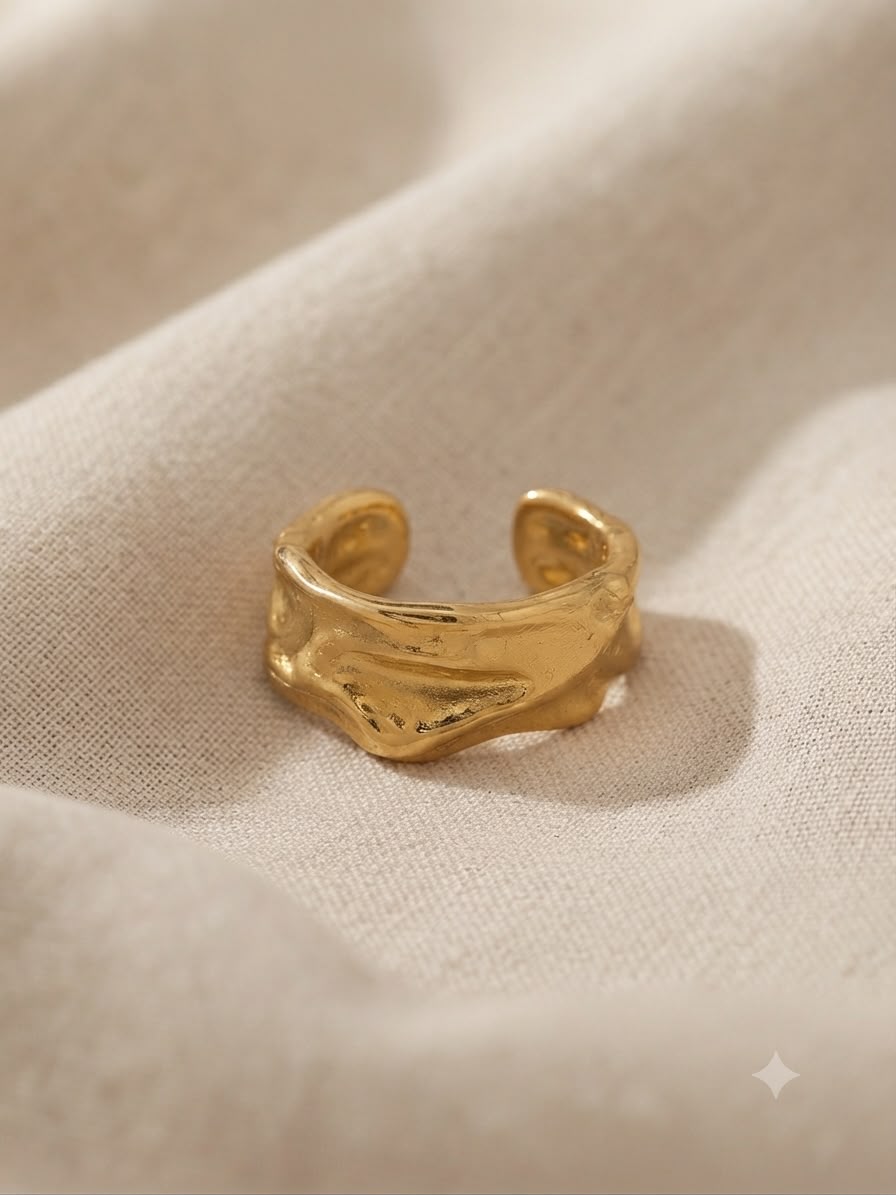 Anillo dama dorado diseño orgánico ✨