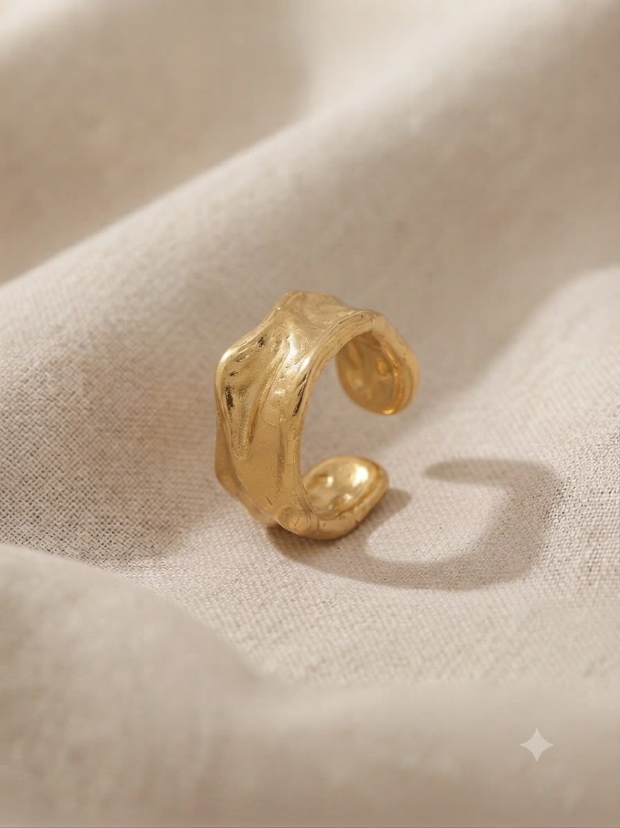 Anillo dama dorado diseño orgánico ✨