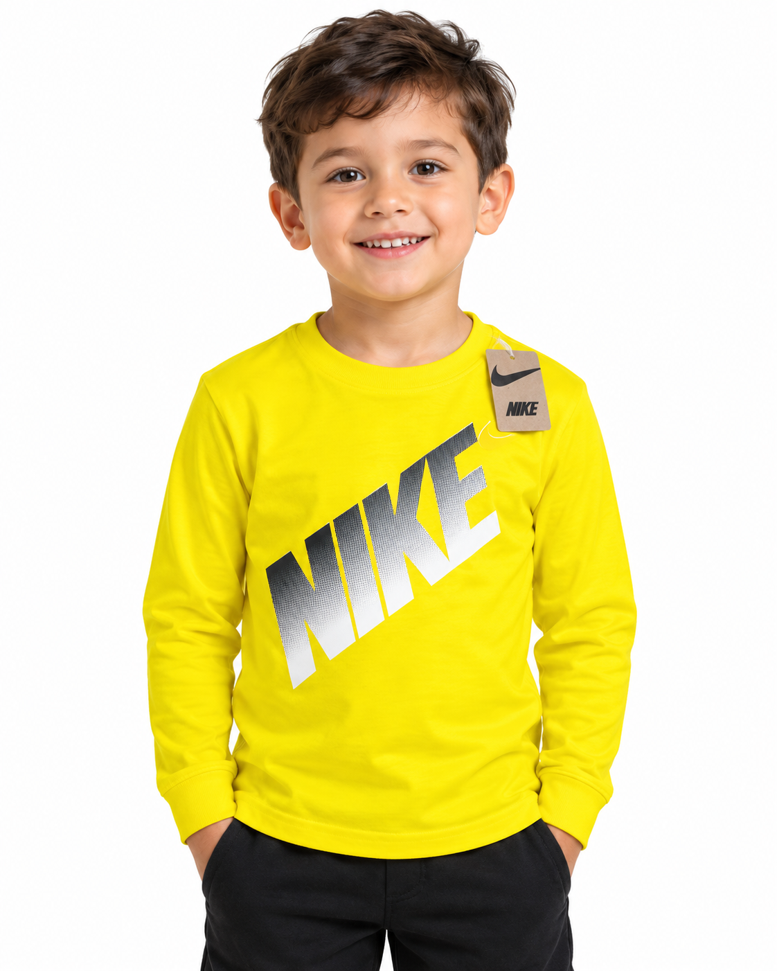 Playera niño manga larga Nike amarilla
