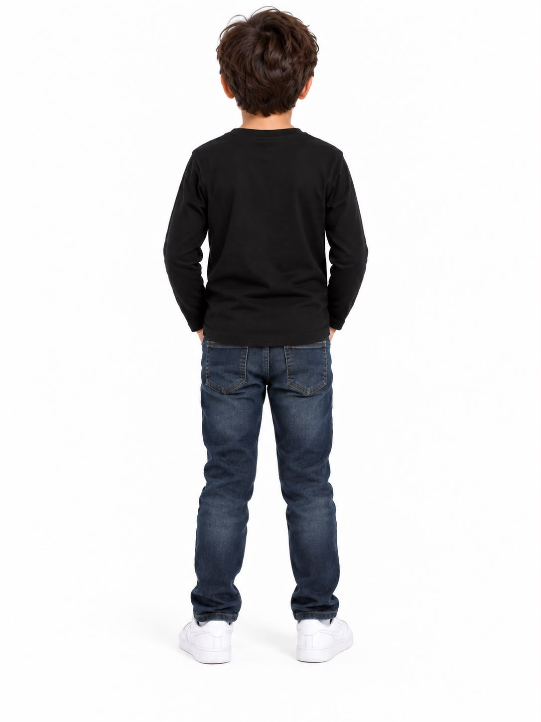 Playera niño manga larga negra estampada 💙🖤