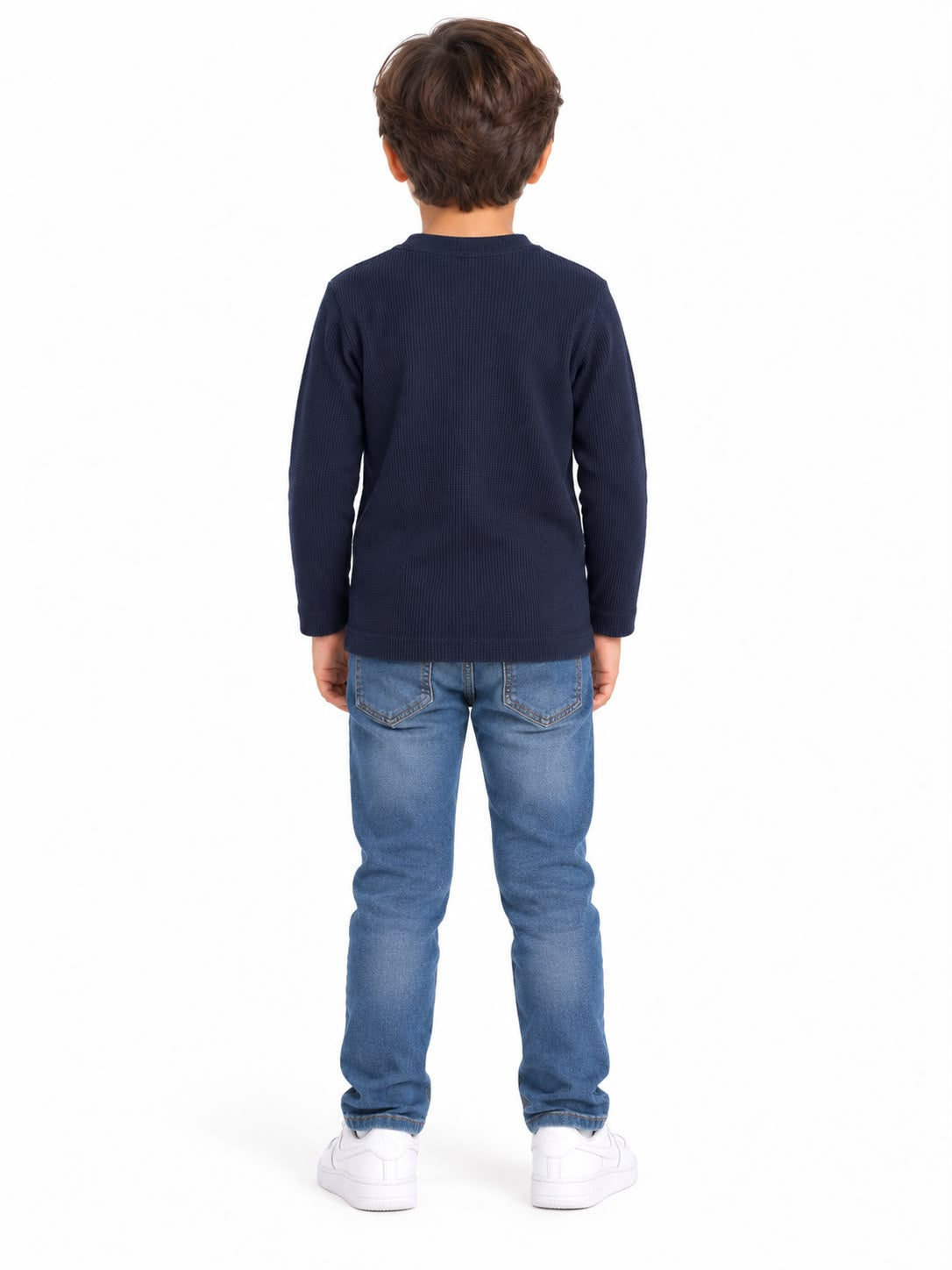 Playera niño manga larga azul marino 💙
