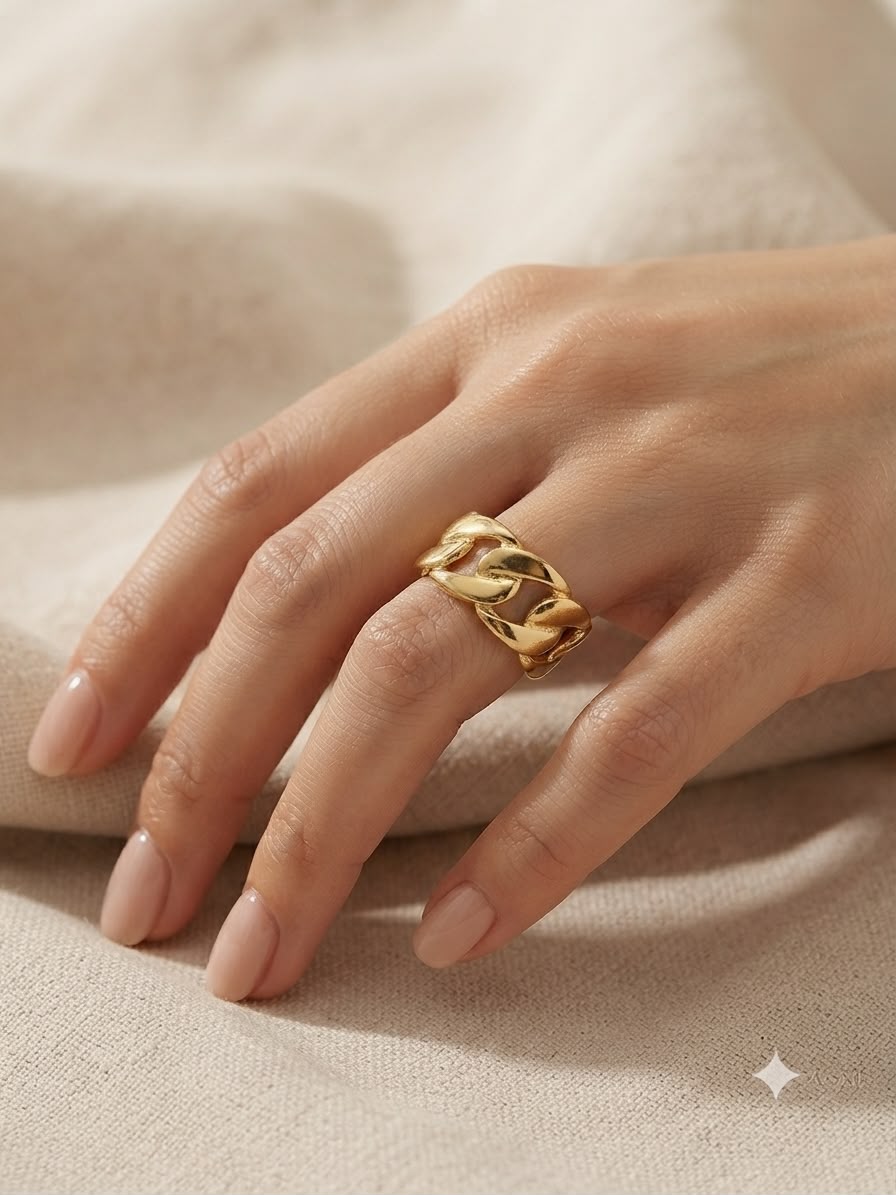 Anillo dama dorado estilo cadena ✨💍