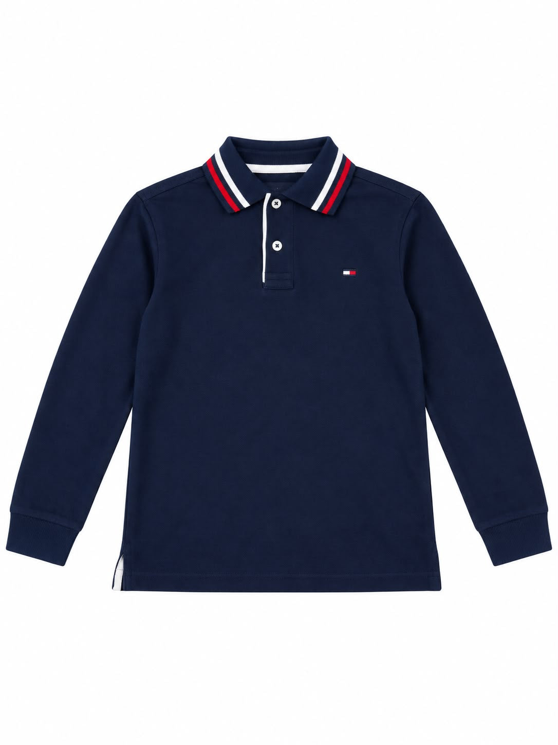 Playera niño tipo polo manga larga azul marino 💙
