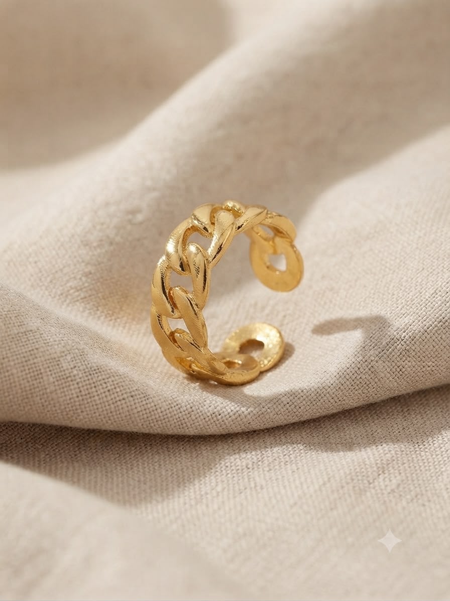 Anillo dama dorado estilo cadena ✨💍