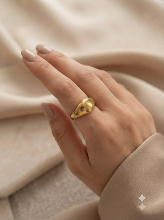 Anillo dama dorado estilo sello minimalista ✨💍