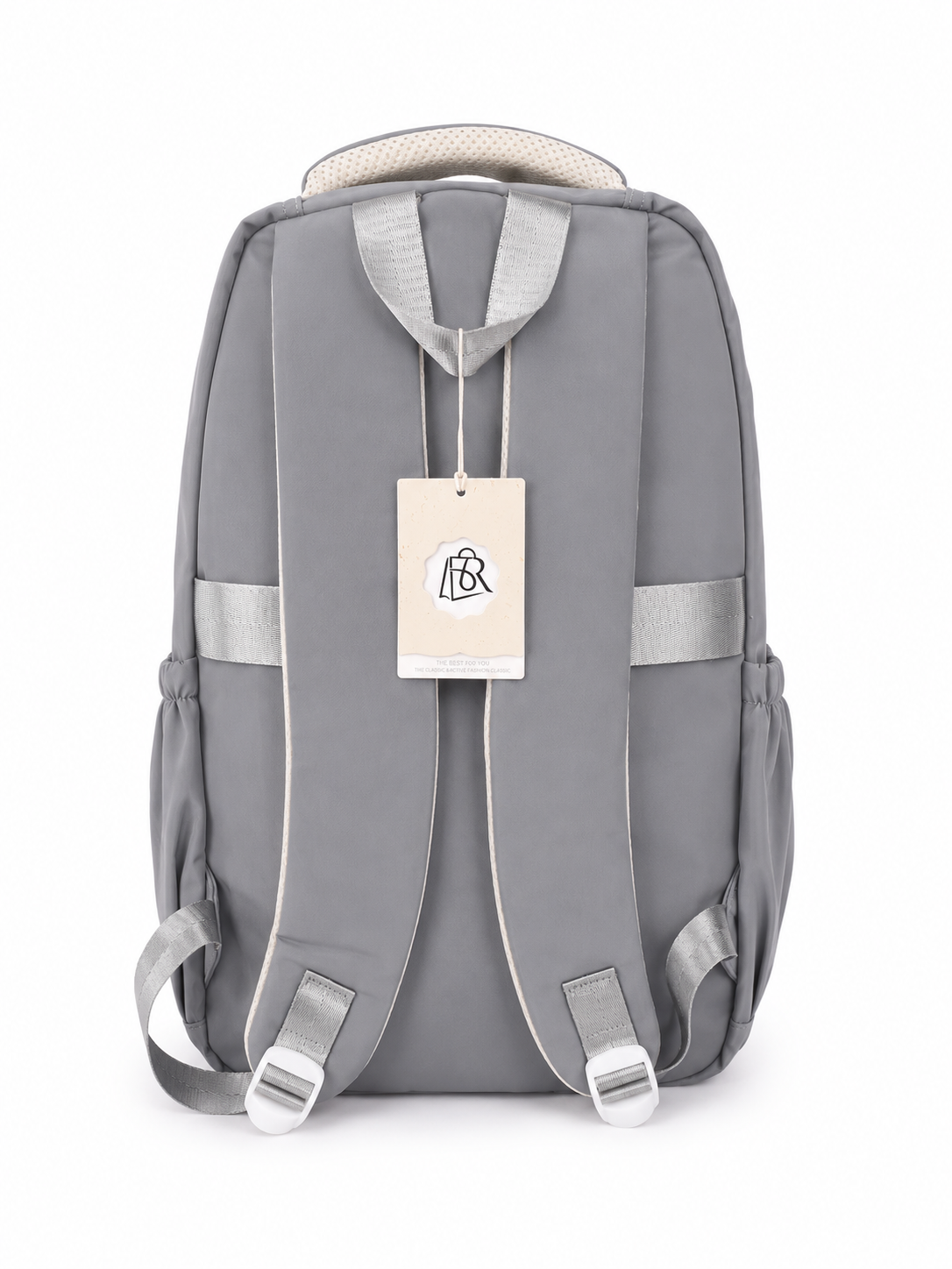 🎒 Mochila juvenil gris con llavero