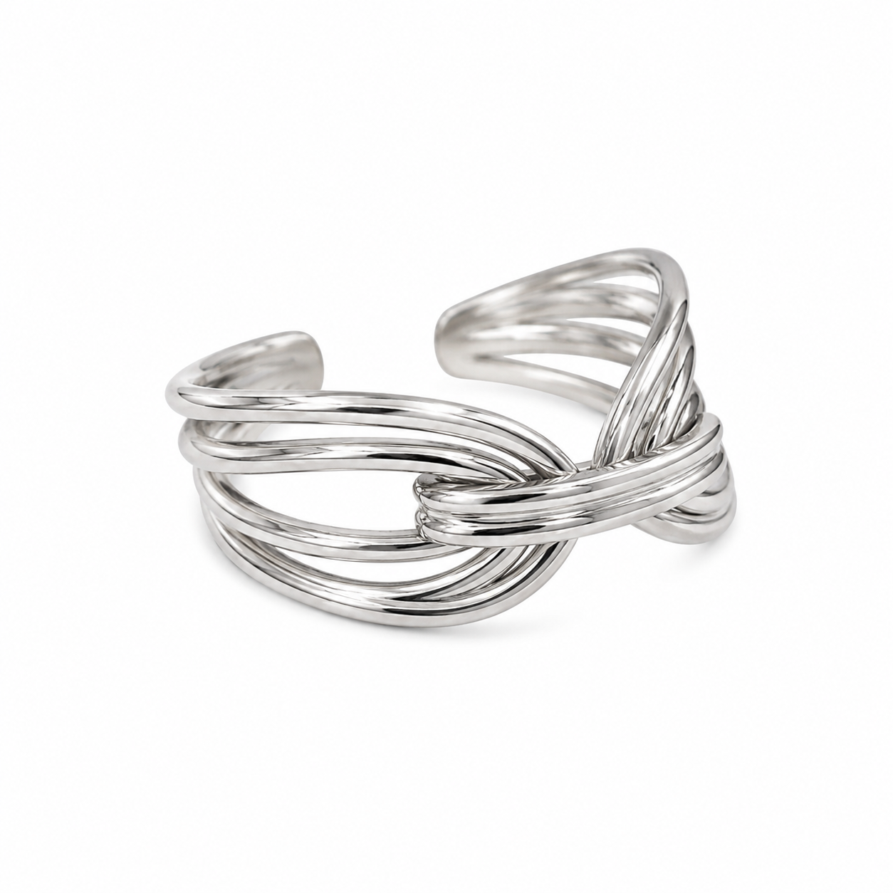 Anillo Dama plateado diseño entrelazado