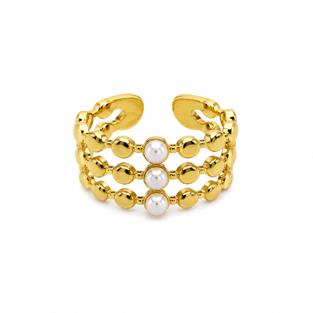 Anillo Dama dorado con perlas