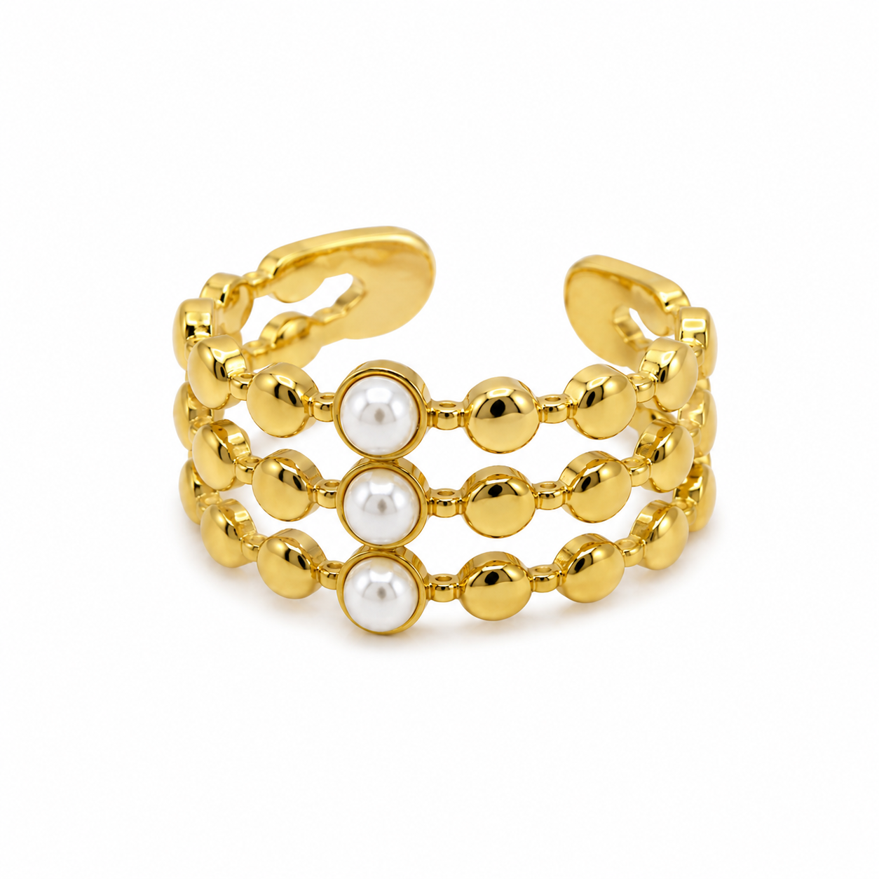 Anillo Dama dorado con perlas