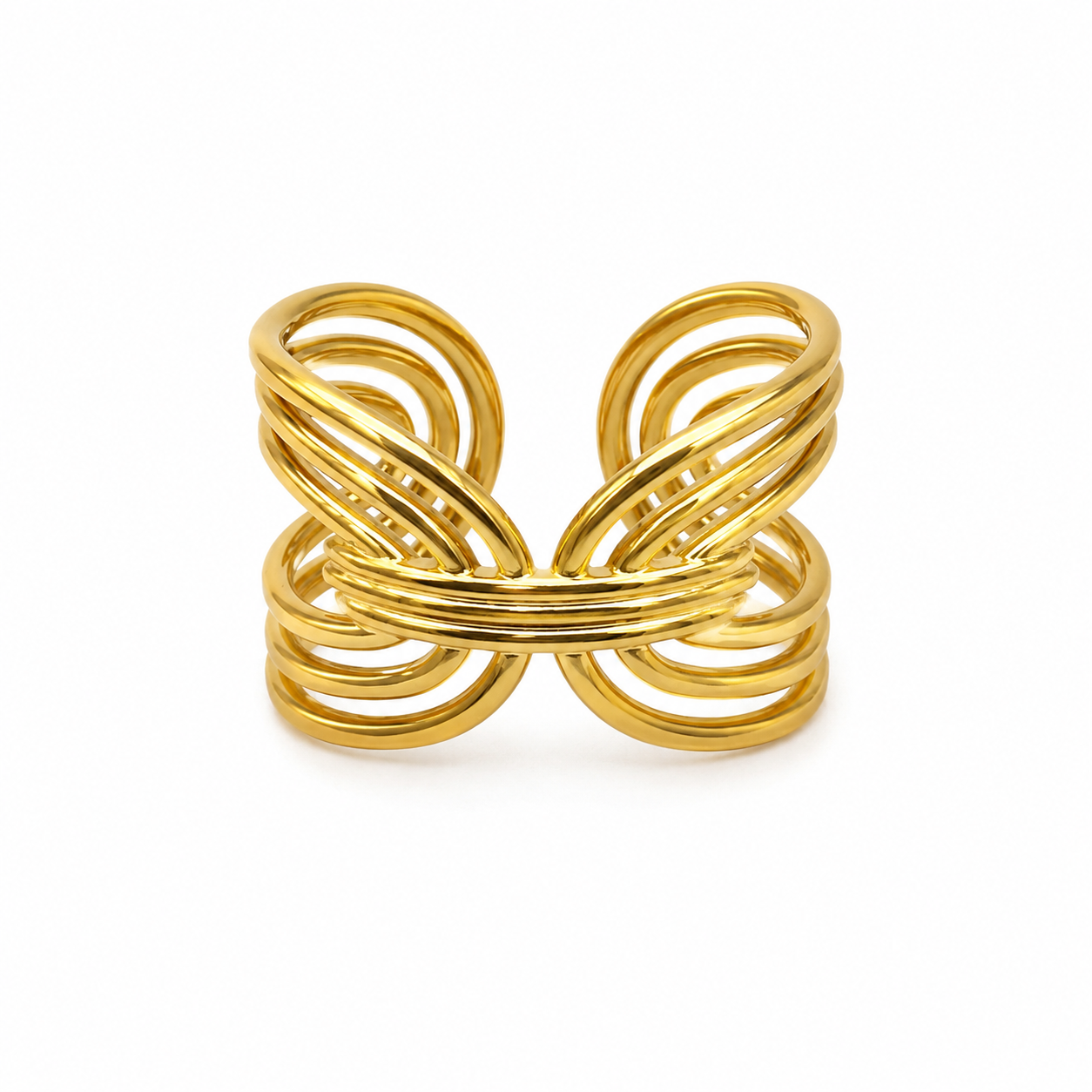Anillo Dama dorado diseño entrelazado
