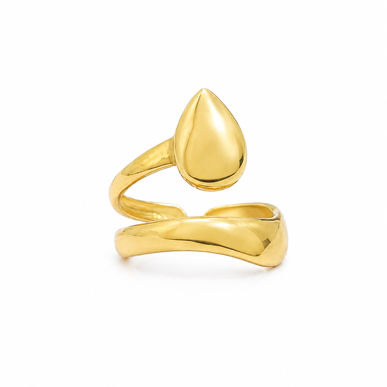 Anillo Dama dorado diseño de gota